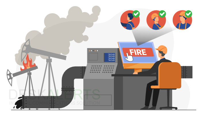 Employee triggering an emergency panic button during factory incident.