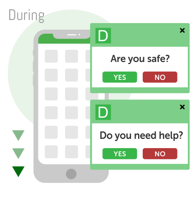 Real-time mobile safety check notifications using DeskAlerts emergency communication app.