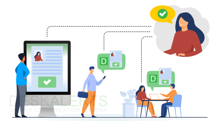 Examples of DeskAlerts notifications on various devices
