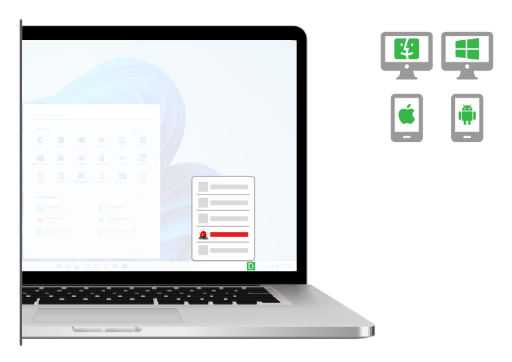 Pre-created digital panic buttons for large and enterprise-level businesses - laptop screen view